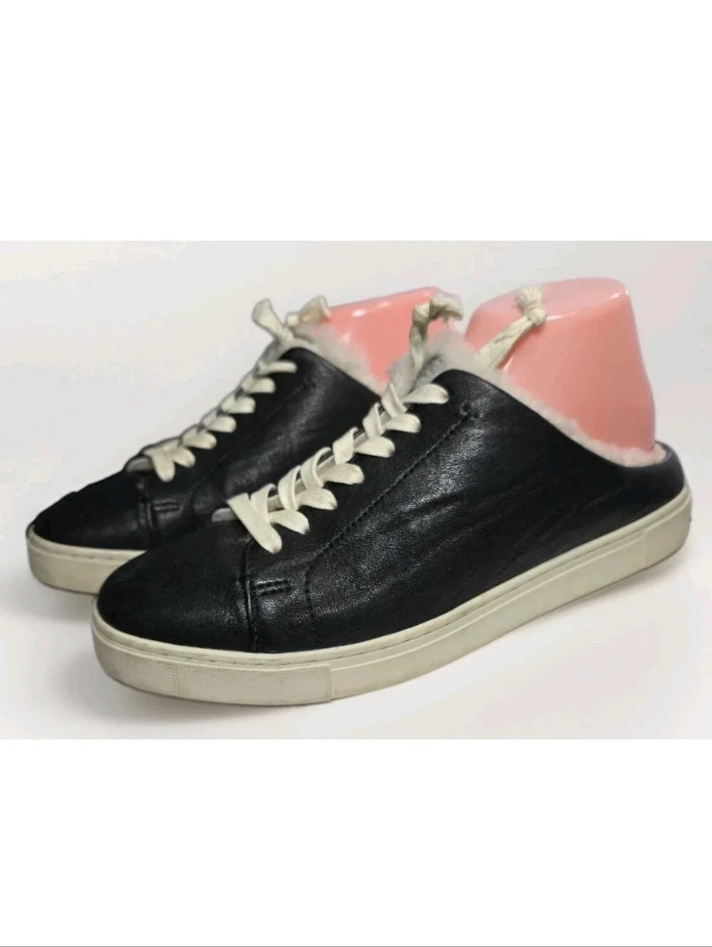 Frye Ivy Shearling Low Lace Sneaker Black Women's Size 8.5 Anthracite